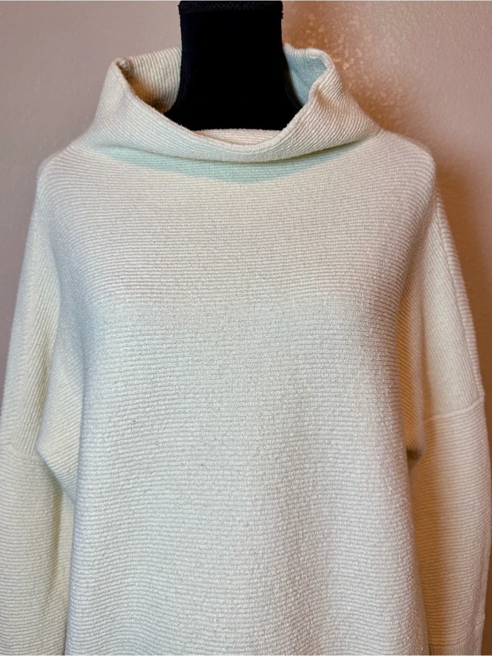 Free People Ottoman Slouchy Tunic Sweater Cream Oversized XS